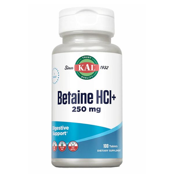 KAL Betaine HCl Plus 250 mg 100 tablets 2022-10-1006 фото