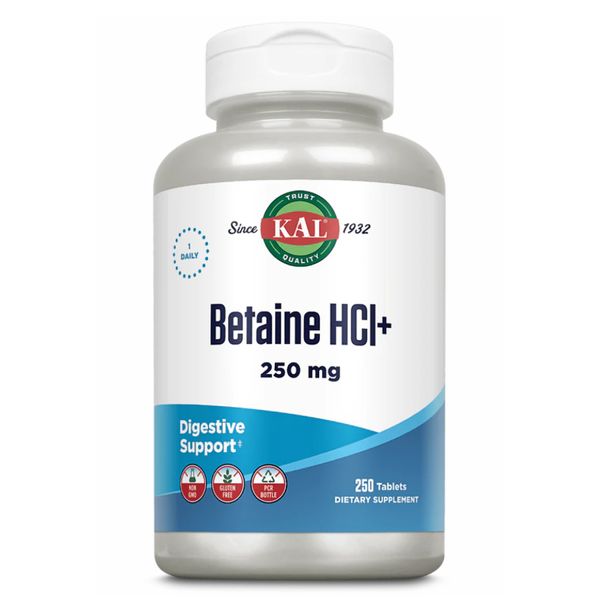 KAL Betaine HCl Plus 250 mg 250 tablets 2022-10-1007 фото