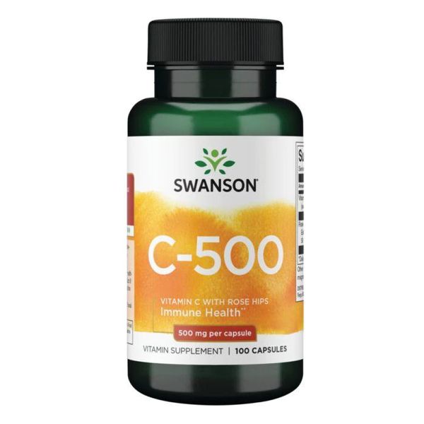 Swanson Vitamin C with Rose Hips 500 mg 100 caps 100-82-2139339-20 фото