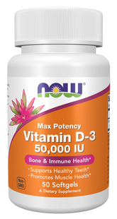 NOW Vitamin D-3 50 000 IU 50 softgels 2022-10-0913 фото