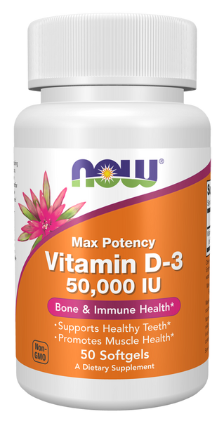 NOW Vitamin D-3 50 000 IU 50 softgels 2022-10-0913 фото