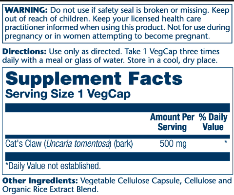 Solary Cat's Claw 500 mg 100 vcaps 2022-10-1015 фото