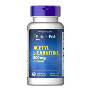 Puritan's Pride Acetyl L-Carnitine 500 mg 60 caps 100-10-9648865-20 фото