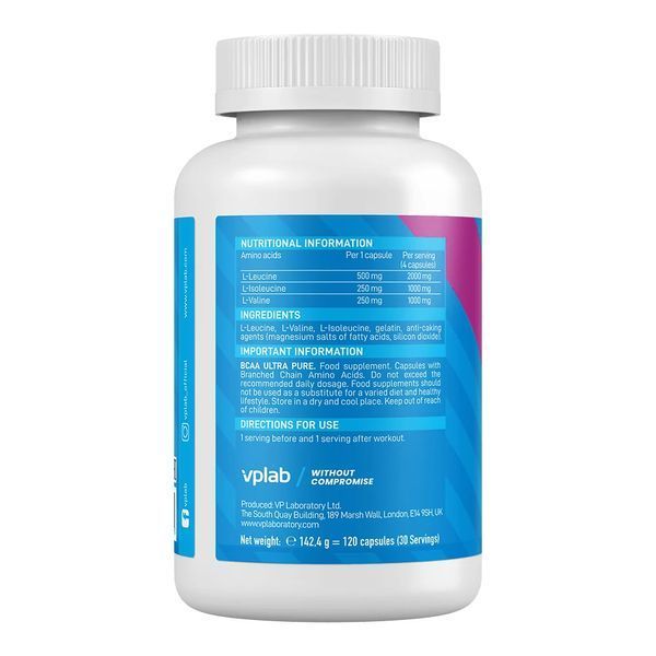 VPLab BCAA Ultra Pure 120 capsules 2023-10-5722 фото