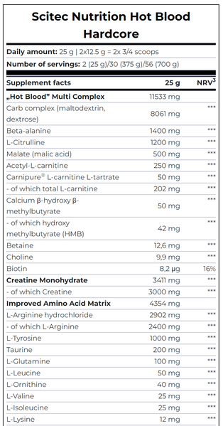 Scitec Nutrition Hot Blood Hardcore Гуарана 375г 20071-06 фото