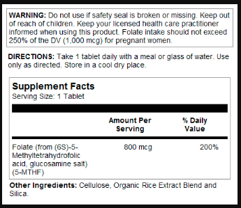 KAL Methyl Folate 800 mcg 90 tablets 2022-10-1014 фото