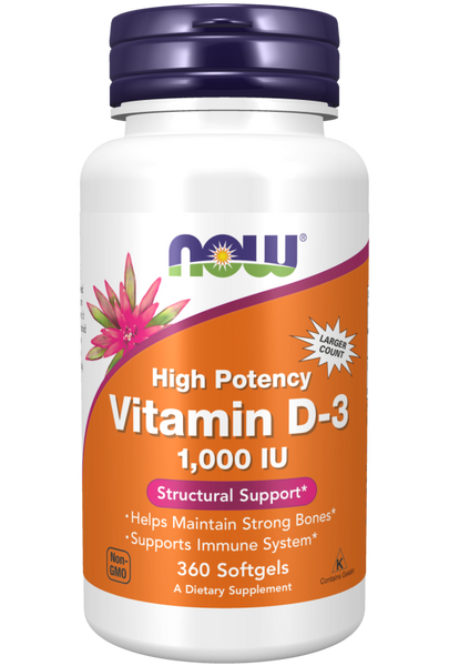 NOW Vitamin D-3 1000 IU 360 Softgels 2022-09-1190 фото