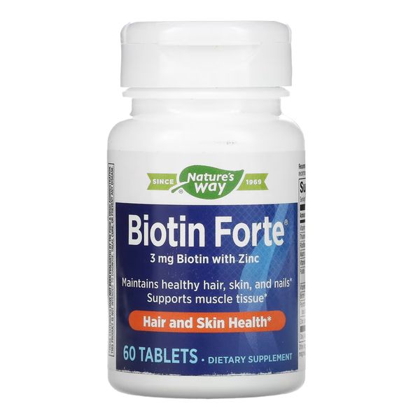 Nature's Way Biotin Forte 3 mg 60 tabs 2022-10-1066 фото