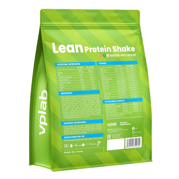 VPLab Lean Protein Shake Білий Шоколад Малина 750г 2022-10-0515 фото