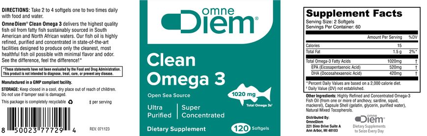 OmneDiem Clean Omega 3 120 softgels 2022-10-2780 фото