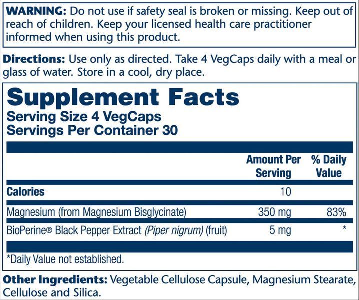 Solaray Magnesium Glycinate 350 mg 120 vegan capsules 20880-01 фото