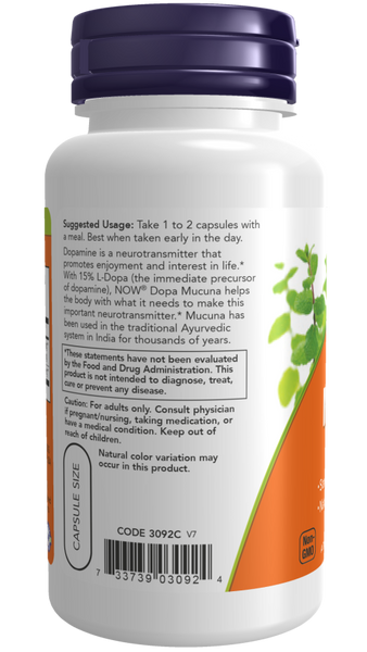 NOW Dopa Mucuna 90 veg capsules 07246-01 фото