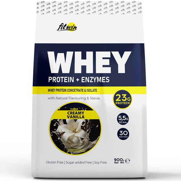 FitWin Whey Protein + Enzymes Ваніль Вершки 900г 2023-10-2060 фото