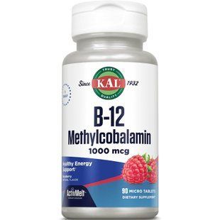 KAL B-12 Methylcobalamin 1000 mcg ActivMelt Raspberry 90 tablets 2023-10-4418 фото