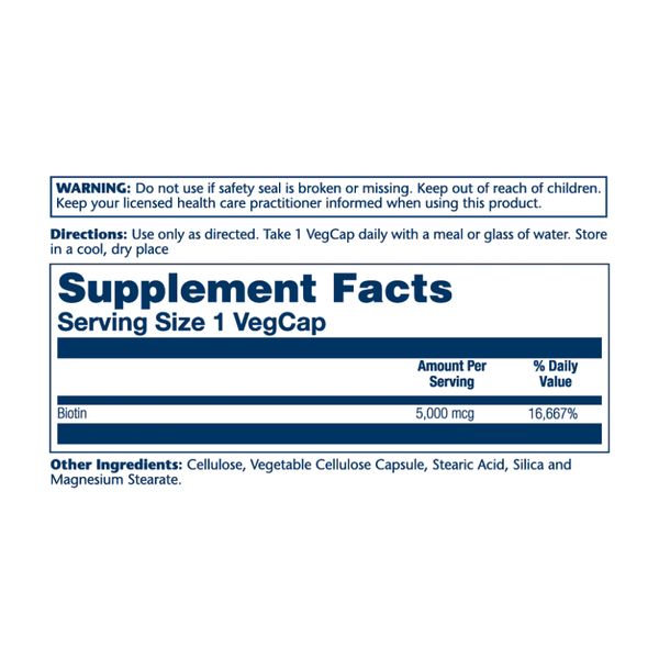 Solary Biotin 5000 mcg 60 vcaps 2022-10-1794 фото