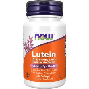 NOW Lutein 10 mg 60 softgels 06308-01 фото