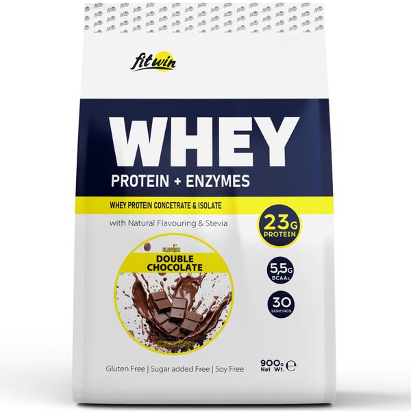 FitWin Whey Protein + Enzymes Подвійний Шоколад 900г 2023-10-2061 фото