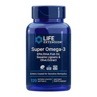 Life Extension Super Omega-3 EPA/DHA Fish Oil, Sesame Lignans & Olive Extract 120 softgels 2023-10-2657 фото