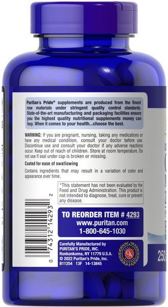 Puritan's Pride Chelated Calcium Magnesium Zinc 250 caplets 09162-01 фото