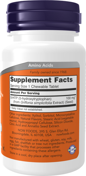 NOW 5-HTP 100 mg Chewable Цитрус 90 tabs 2022-10-2547 фото