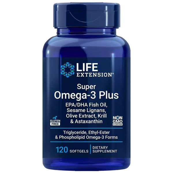 Life Extension Super Omega-3 Plus EPA/DHA Fish Oil, Sesame Lignans, Olive Extract, Krill Astaxanthin 120 softgels 2023-10-2658 фото