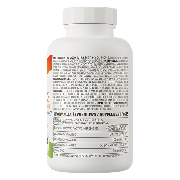 OstroVit Vitamin D3 2000 IU + K2 MK-7 + C + Zinc 60 capsules 20371-01 фото