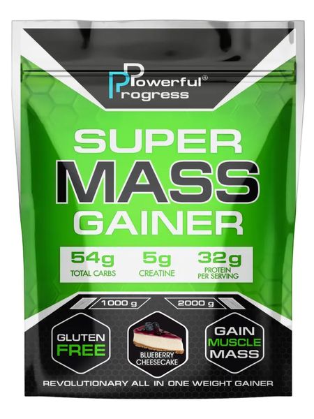 Powerful Progress Super Mass Gainer Чорничний Чизкейк 1кг 08198-12 фото