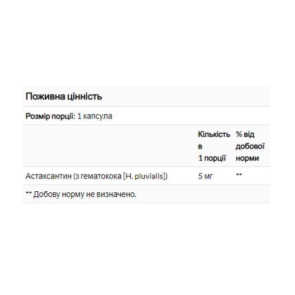 Natural Astaxanthin 5mg - 60 softgels 2023-10-3682 фото