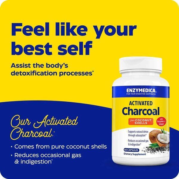 Enzymedica Activated Charcoal 60 capsules 2023-10-3996 фото