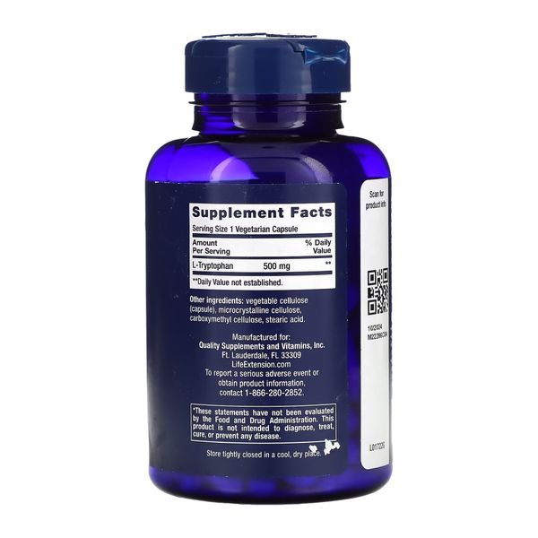 Life Extension L-Tryptophan 500 mg 90 vcaps 2022-10-1909 фото