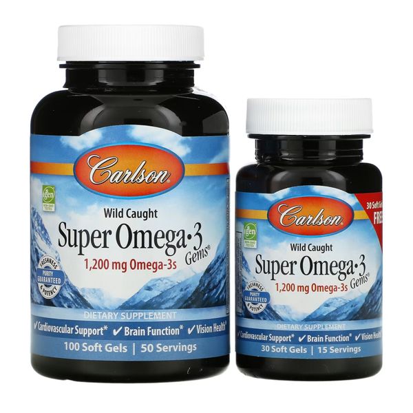 Carlson Laboratories Super Omega-3 Gems 100+30 softgels 2022-10-2504 фото