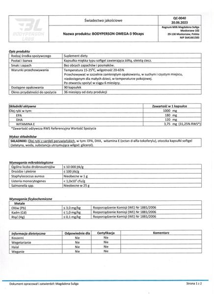 Bodyperson Labs Omega-3 90 softgels 2022-09-1017 фото