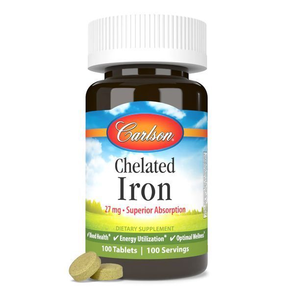 Carlson Laboratories Chelated Iron 27 mg 100 tablets 2023-10-4569 фото