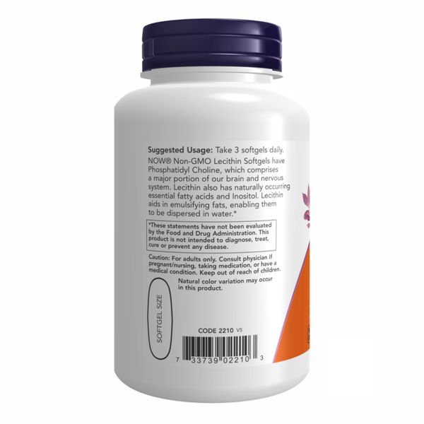 NOW Lecithin 1200 mg 200 Softgels 2022-10-0073 фото