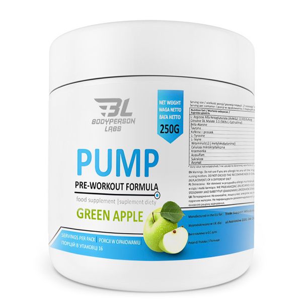 Bodyperson Labs Pre-Workout Formula Green apple 250г 100-27-8925852-20 фото