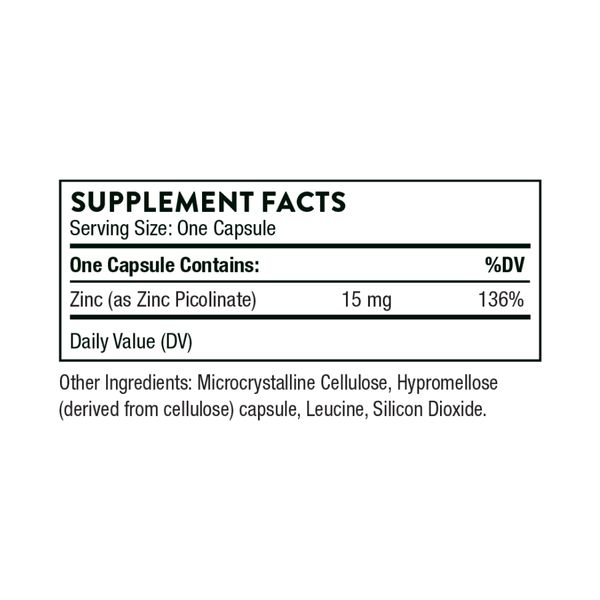 Thorne Zinc Picolinate 15 mg 60 caps 2023-10-3062 фото