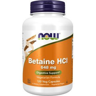 NOW Betaine HCl 648 mg 120 vcaps 07810-01 фото