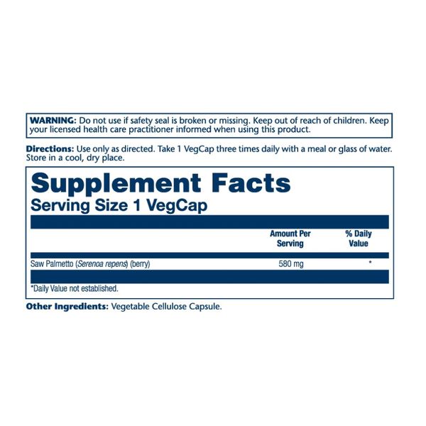 Solary Saw Palmetto Berry 580 mg 50 vcaps 2022-10-1781 фото