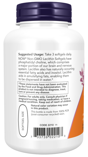 NOW Lecithin 1200 mg 100 softgels 06767-01 фото