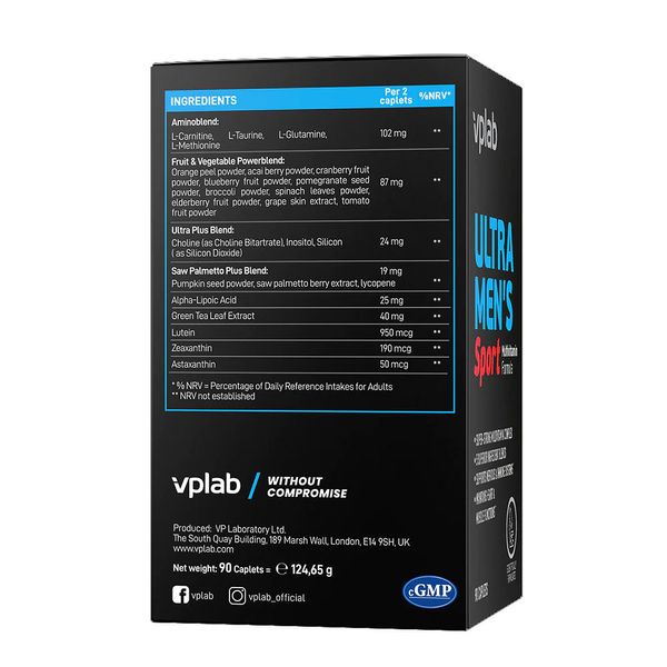 VPLab Ultra Men's Sport Multivitamin Formula 90 caps 2022-10-0276 фото