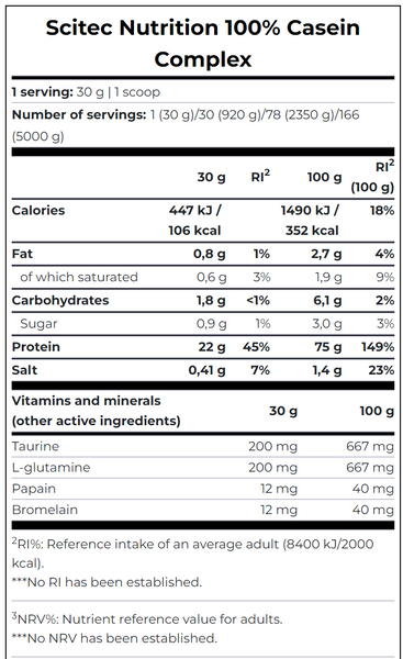 Scitec Nutrition 100% Casein Complex Ваніль 0,9кг 00459-04 фото