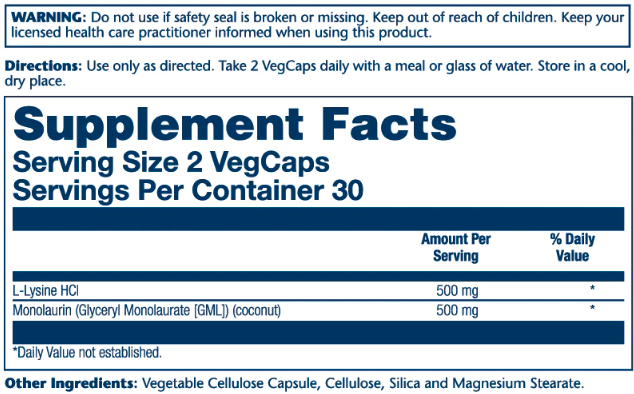 Solary L-Lysine Monolaurin 1:1 60 vcaps 2022-10-1033 фото