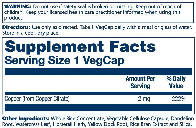 Solaray Copper Citrate 2 mg 60 capsules 21177-01 фото