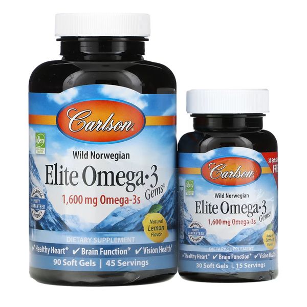 Carlson Laboratories Elite Omega-3 Gems 90+30 softgels 2022-10-2506 фото