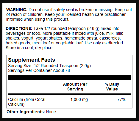 KAL Coral Calcium Powder 1000 mg 8 oz 2022-10-1003 фото