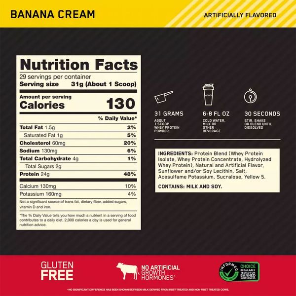 Optimum Nutrition 100% Whey Gold Standard Банан Вершки 908г 00114-01 фото