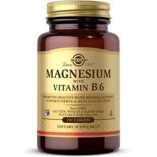 Solgar Magnesium with Vitamin B6 100 tablets 2023-10-4128 фото