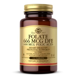 Solgar Folate 666 mcg DFE (Folic Acid 400 mcg) 250 tabs 11078-01 фото