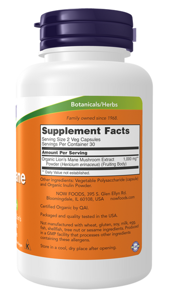 NOW Lion's Mane 500 mg 60 veg capsules 22671-01 фото