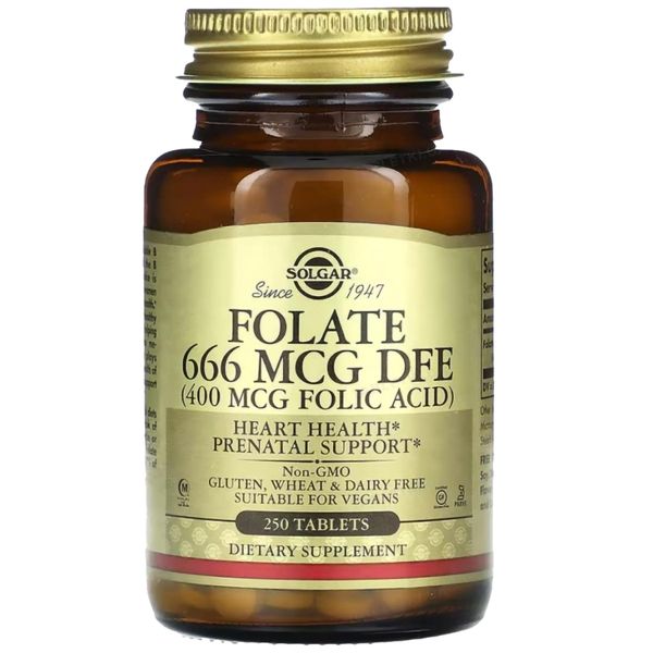 Solgar Folate 666 mcg DFE (Folic Acid 400 mcg) 250 tabs 11078-01 фото